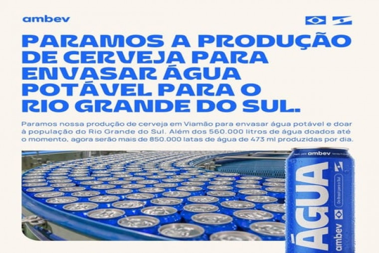 Ambev decide suspender produção de cerveja para distribuir água potável no Rio Grande do Sul