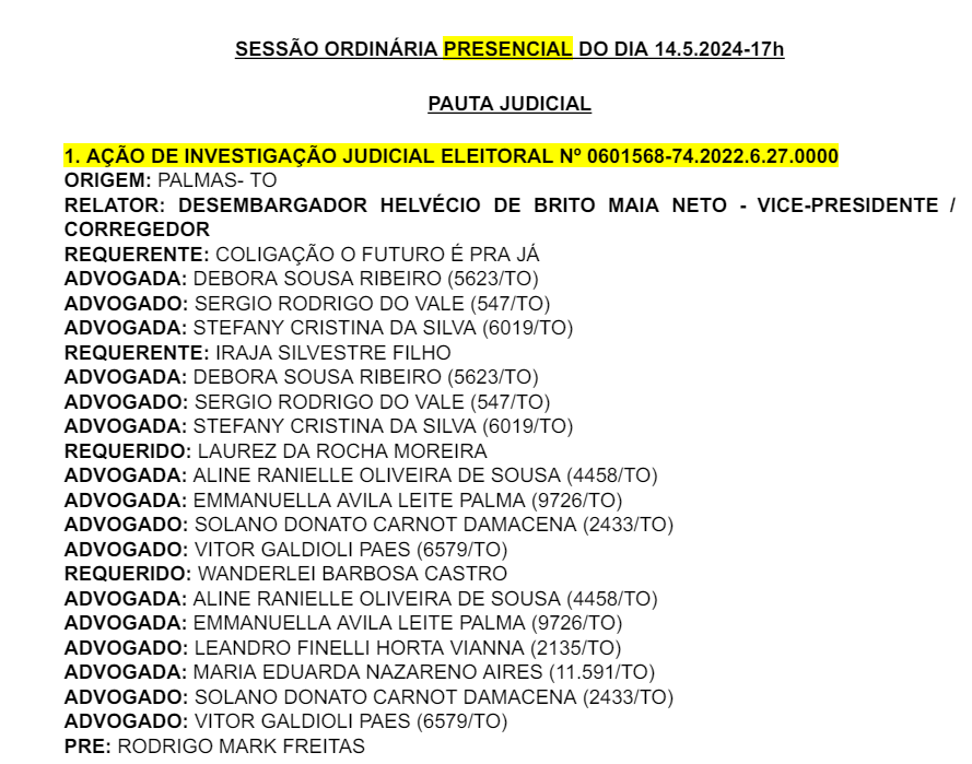 TRE-TO marca julgamento de processo de Irajá contra governador Wanderlei e vice Laurez Moreira