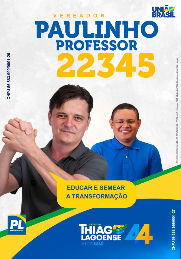 Professor Paulinho tem registro de candidatura deferido pela Justiça Eleitoral em Lagoa da Confusão