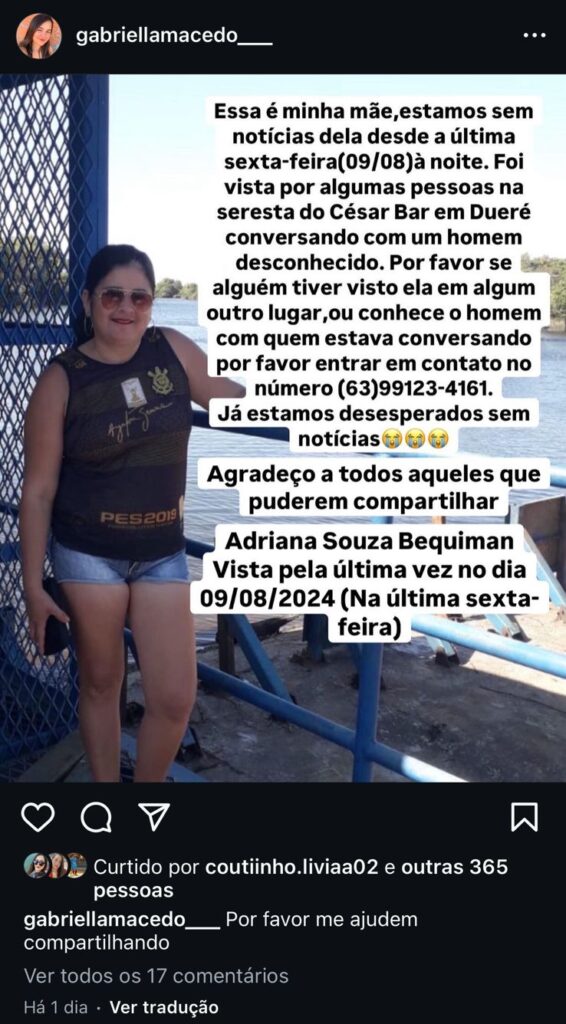 Corpo de mulher desaparecida é encontrado em avançado estado de decomposição na TO-070