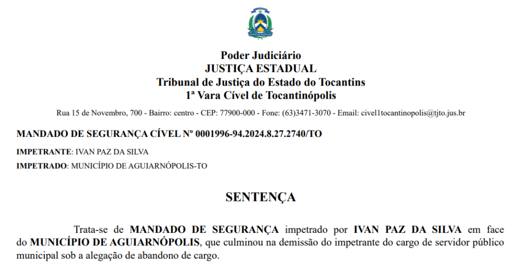 Justiça rejeita ação do ex-prefeito Ivan Paz de Aguiarnópolis e confirma Iinelegibilidade