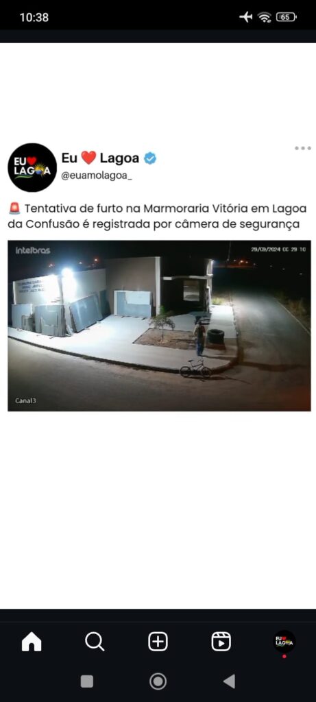 Tentativa de furto é registrada na Marmoraria Vitória em Lagoa da Confusão