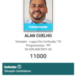 Alan Coelho tem candidatura a vereador registrada pela Justiça Eleitoral para eleições de 2024 em Lagoa da Confusão
