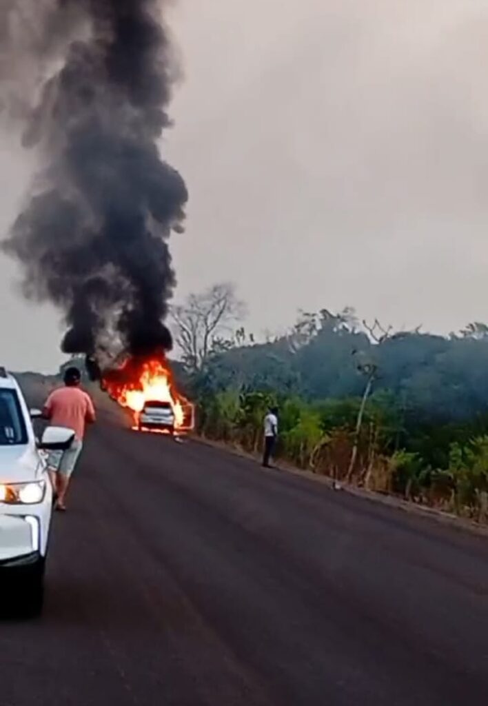 Carro pega fogo na TO-374 em Lagoa da Confusão