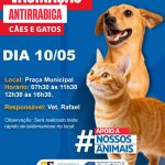 Santa Rita do Tocantins realiza campanha de vacinação antirrábica para cães e gatos neste sábado (10/05)