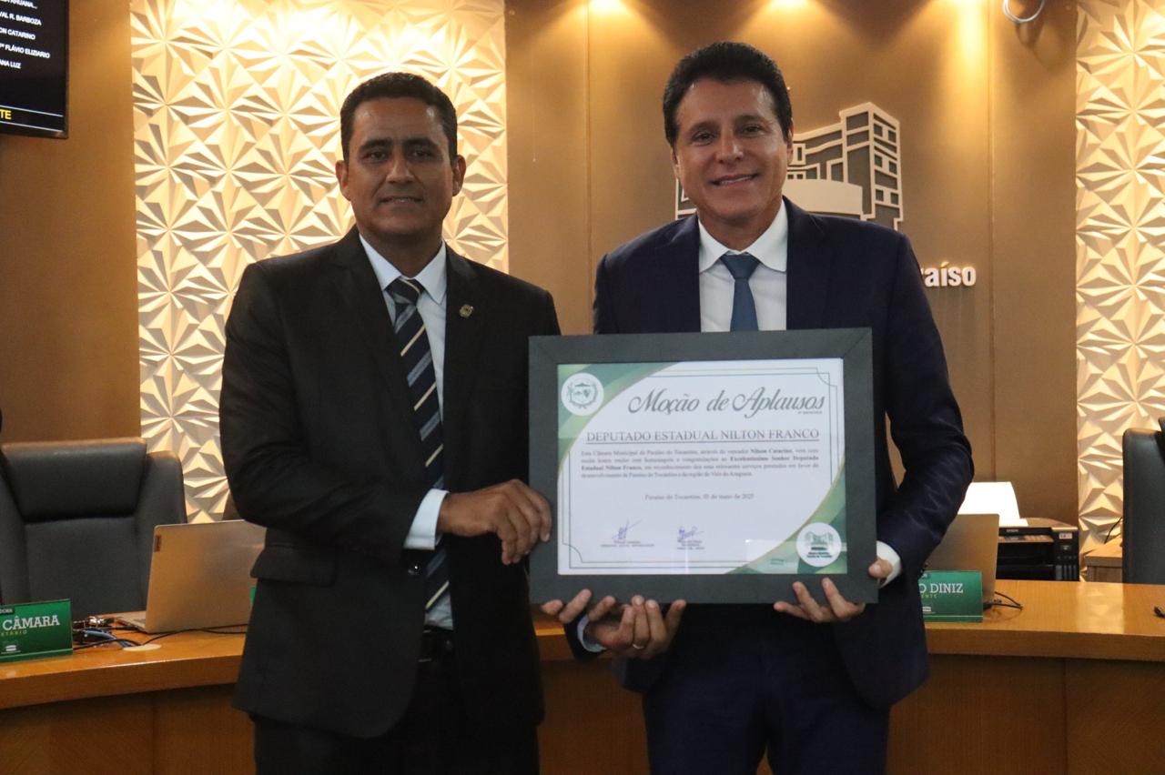 Deputado Nilton Franco recebe Moção de Aplausos por relevantes contribuições à Paraíso do Tocantins
