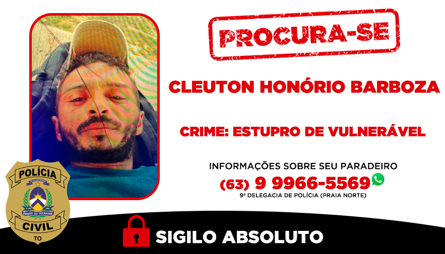 Polícia Civil do Tocantins procura homem investigado por estupro de vulneráveis em Praia Norte