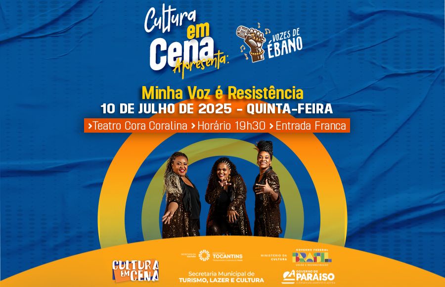 Teatro Cora Coralina recebe espetáculo “Minha Voz é Resistência” nesta quinta-feira em Paraíso do Tocantins