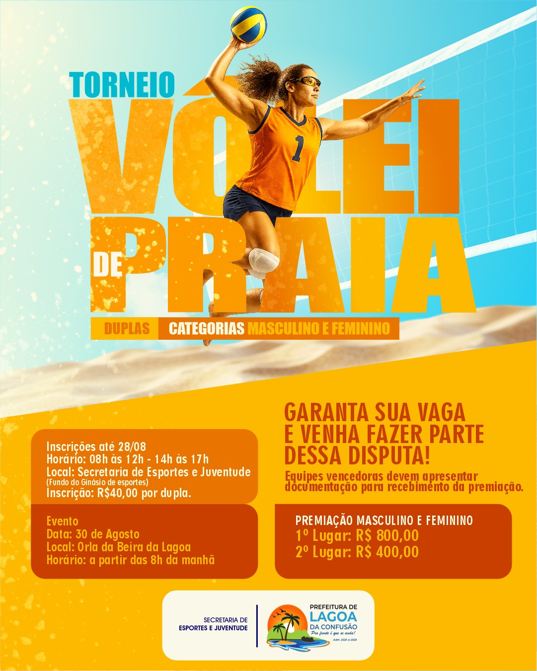 Lagoa da Confusão se prepara para Torneios de Vôlei de Praia e Futebol de Areia