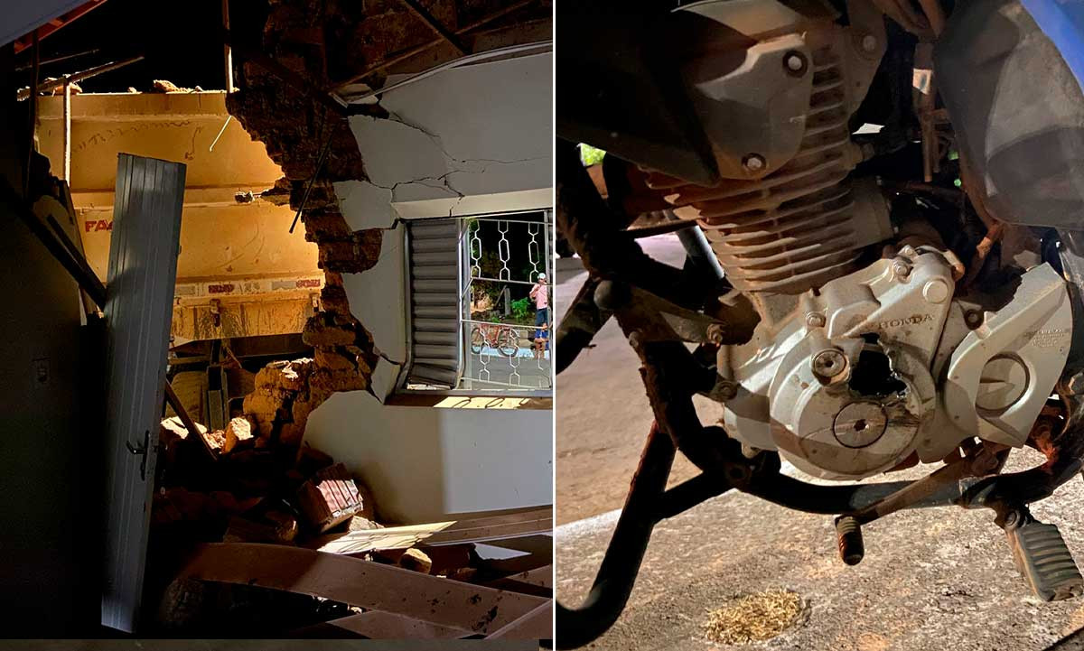 Caminhão de prefeitura conduzido por vereador desengata, desce ladeira e destrói parede de casa