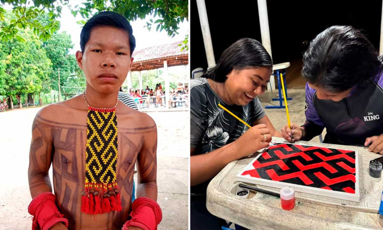 Professor ensina matemática com pinturas corporais e artesanato indígena no Tocantins