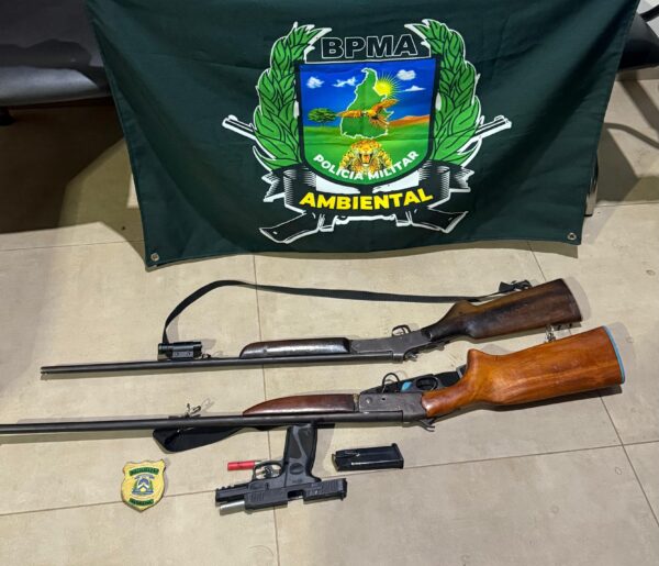 Polícia Ambiental prende dois homens com armas durante operação em Lagoa da Confusão
