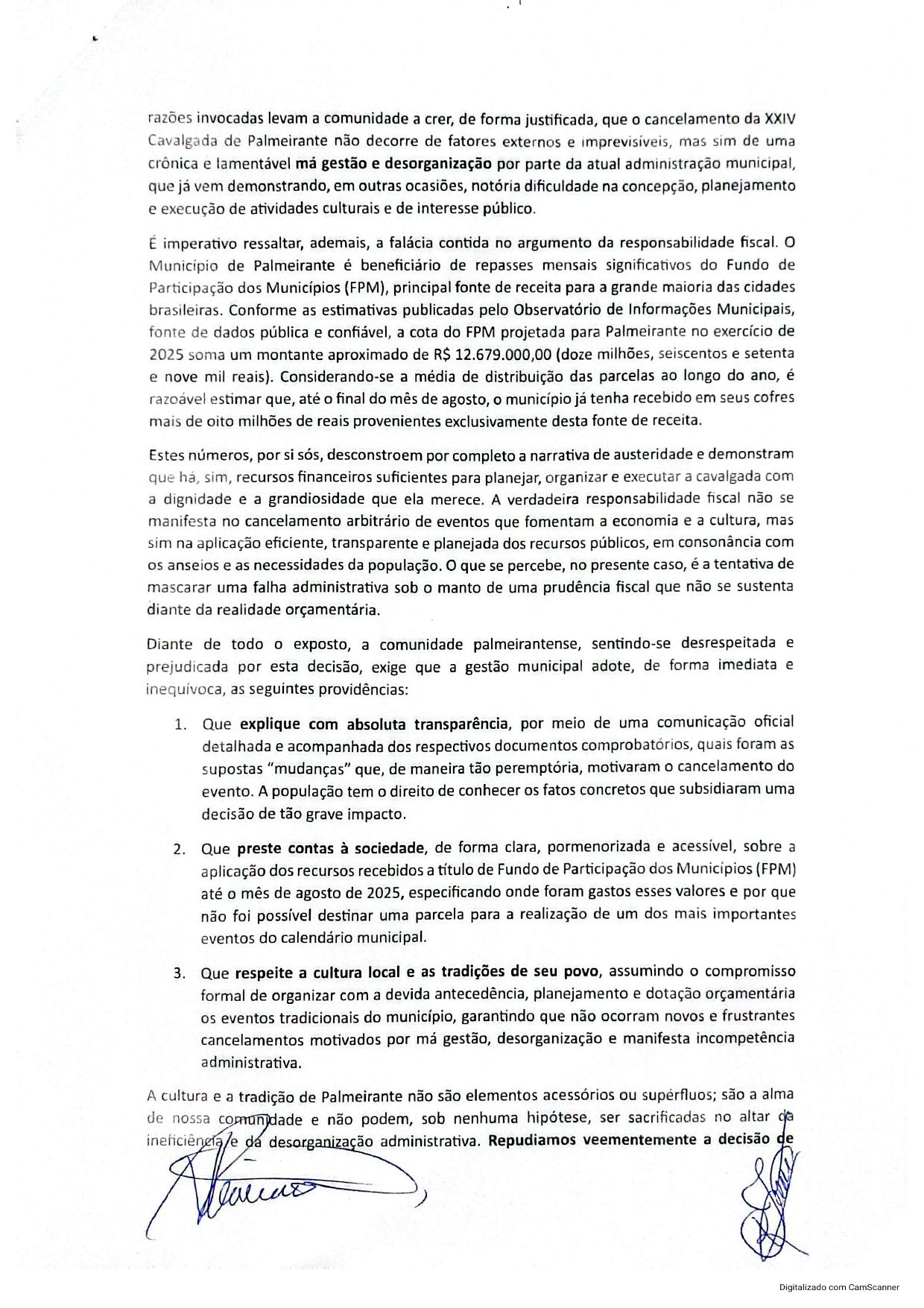 Vereadores de Palmeirante criticam cancelamento da Cavalgada e exigem transparência do Executivo Vereadores de Palmeirante criticam cancelamento da Cavalgada e exigem transparência do Executivo