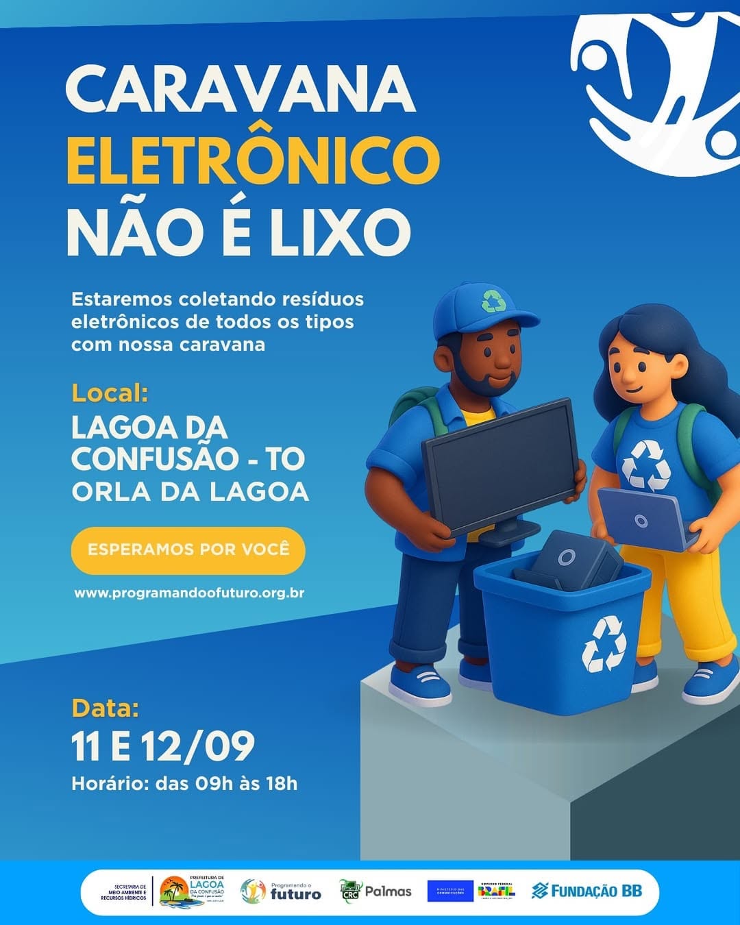 Lagoa da Confusão recebe Caravana “Eletrônico Não é Lixo” para coleta de resíduos tecnológicos