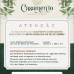 Prefeitura de Lagoa da Confusão encerra inscrições para Casamento Comunitário nesta sexta-feira