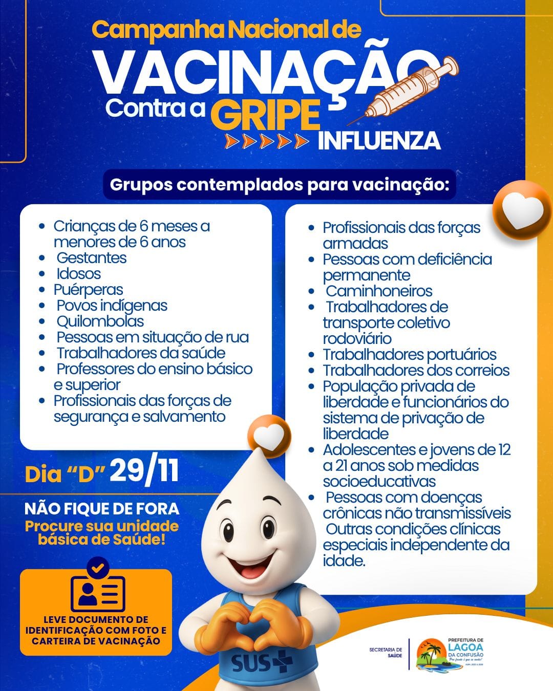 Iniciada a Campanha Nacional de Vacinação contra a Influenza em Lagoa da Confusão