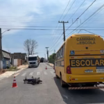 Grave acidente entre moto e ônibus escolar deixa um homem morto em Gurupi