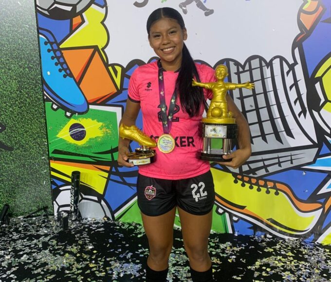 Indígena Javaé de Formoso do Araguaia, Shinorrara é campeã do GO Cup Sub-15 e artilheira da competição