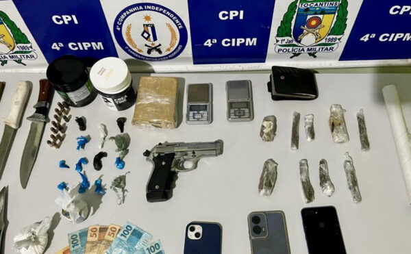 Perseguição termina com prisão por tráfico, arma ilegal e disparos em Cristalândia