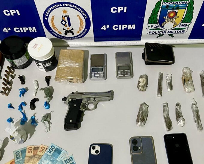 Perseguição termina com prisão por tráfico, arma ilegal e disparos em Cristalândia